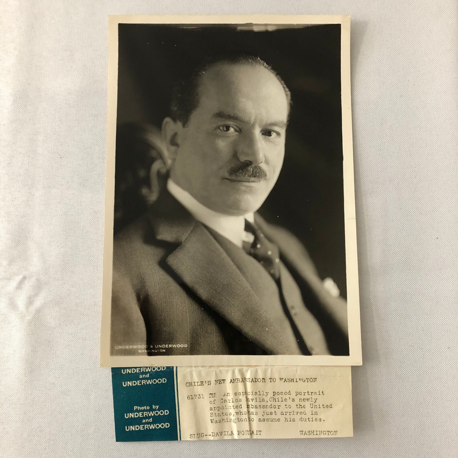 Vintage Press Photo Photograph Chilean Ambassador to Washington Chile Davila