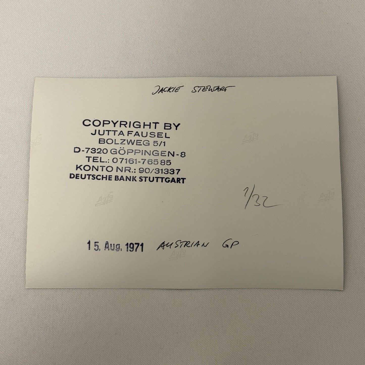 Vintage Racing Photo 1971 Austrian Grand Prix Jackie Stewart Motorsport