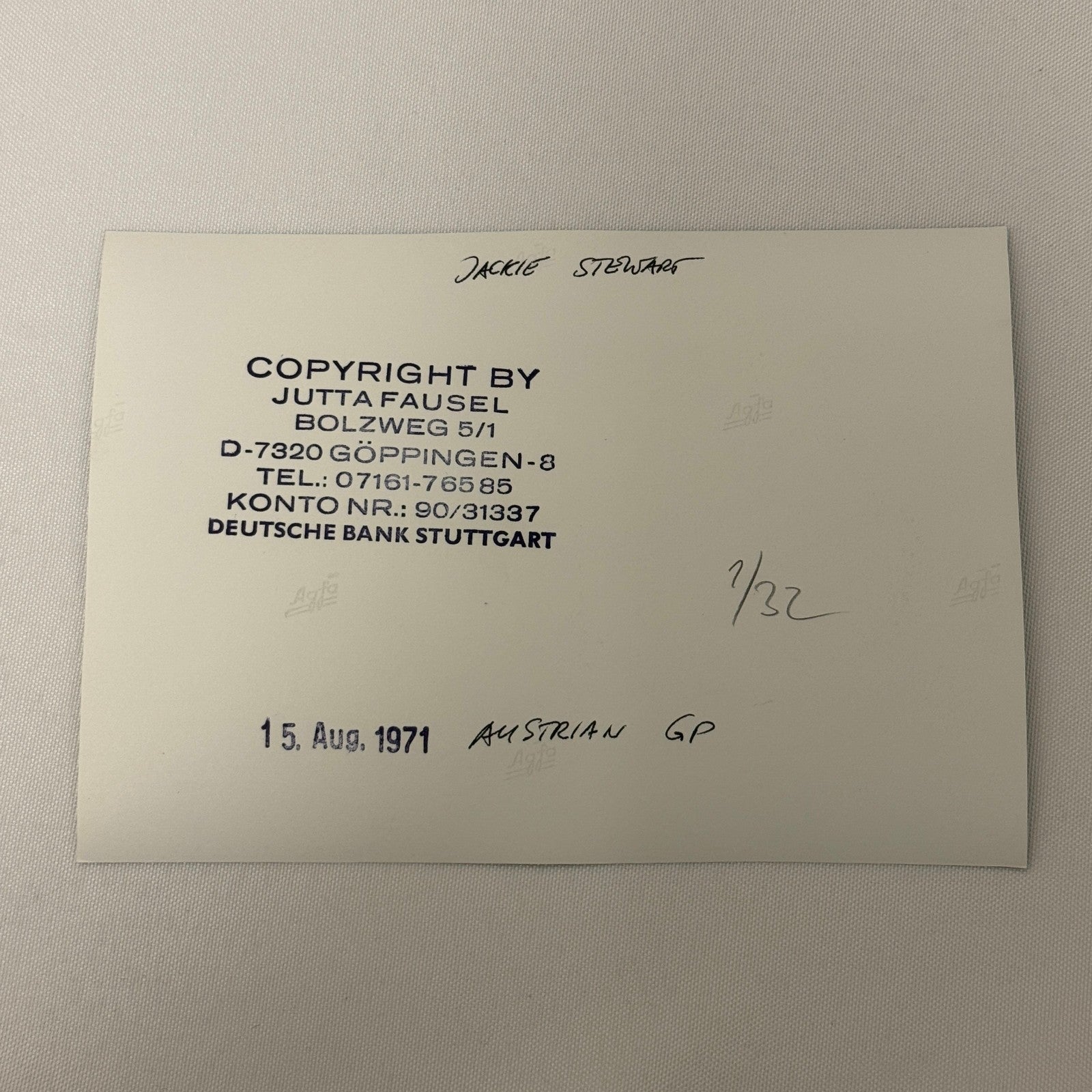 Vintage Racing Photo 1971 Austrian Grand Prix Jackie Stewart Motorsport