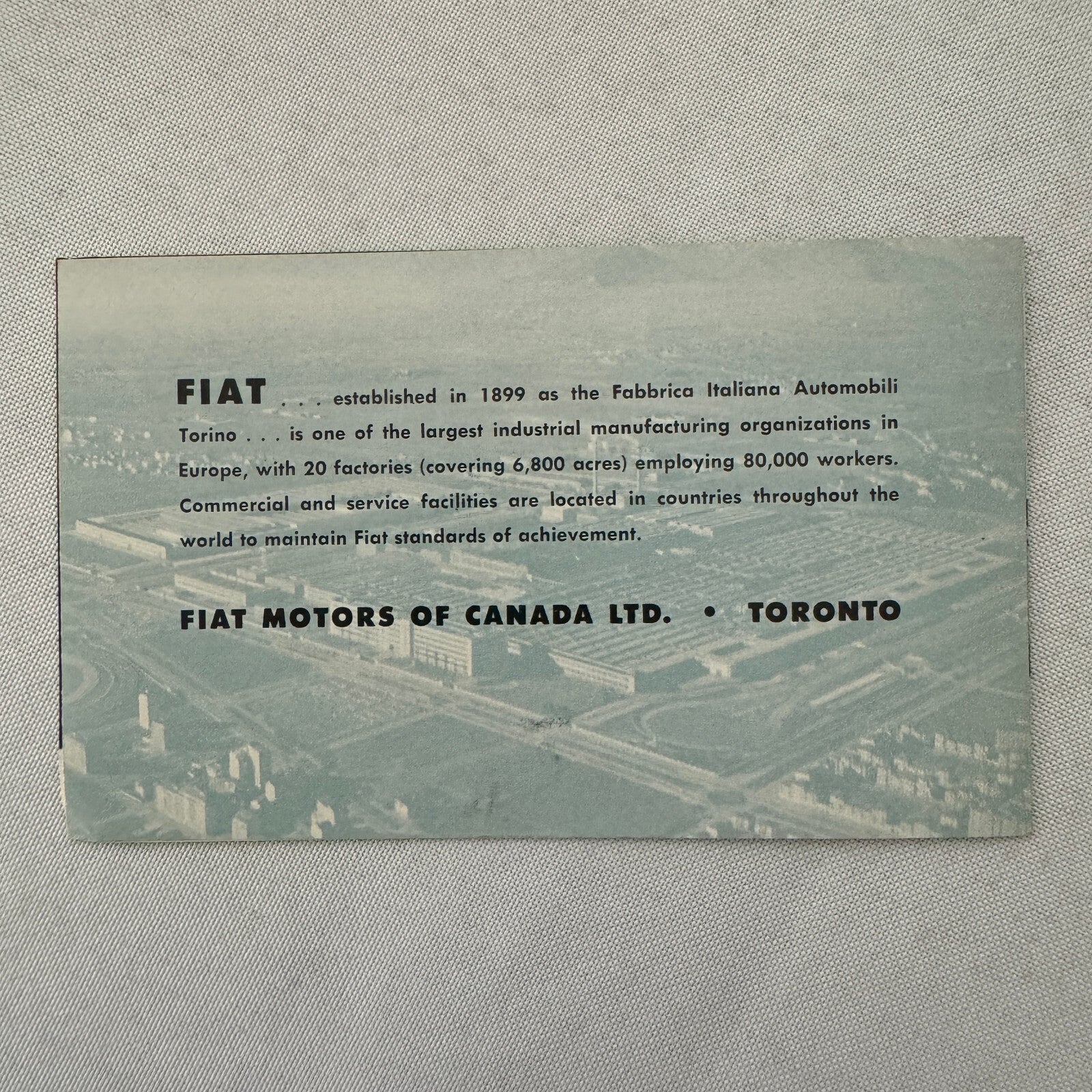 Fiat Car Sales Brochure Catalog Fiat 600 1200 Roadster 600 Multipla 1100 Canada