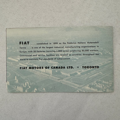 Fiat Car Sales Brochure Catalog Fiat 600 1200 Roadster 600 Multipla 1100 Canada