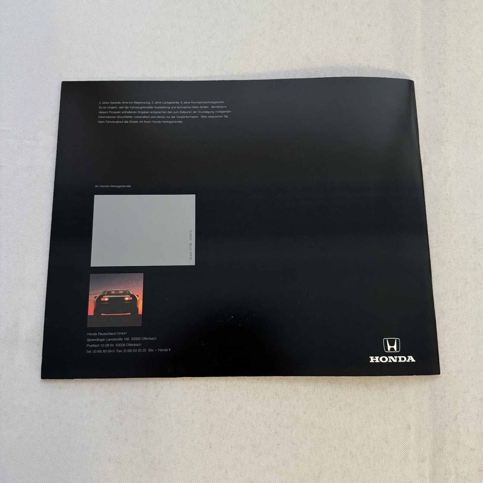 Honda NSX Car Sales Brochure Catalog Advertising GERMAN Text Acura NSX