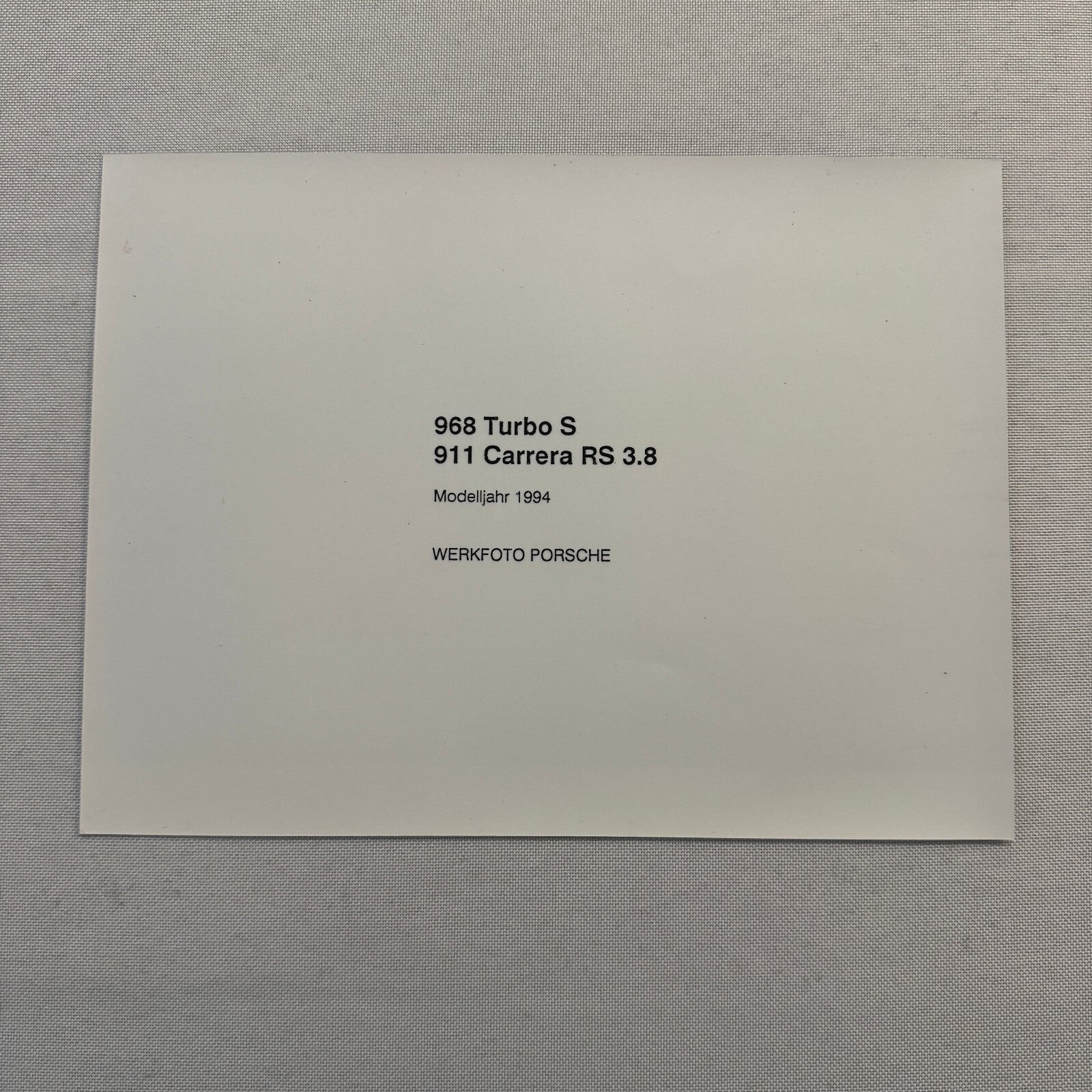 1994 Porsche 911 Carrera RS 3.8 and 968 Turbo S Factory Photo Photograph Print