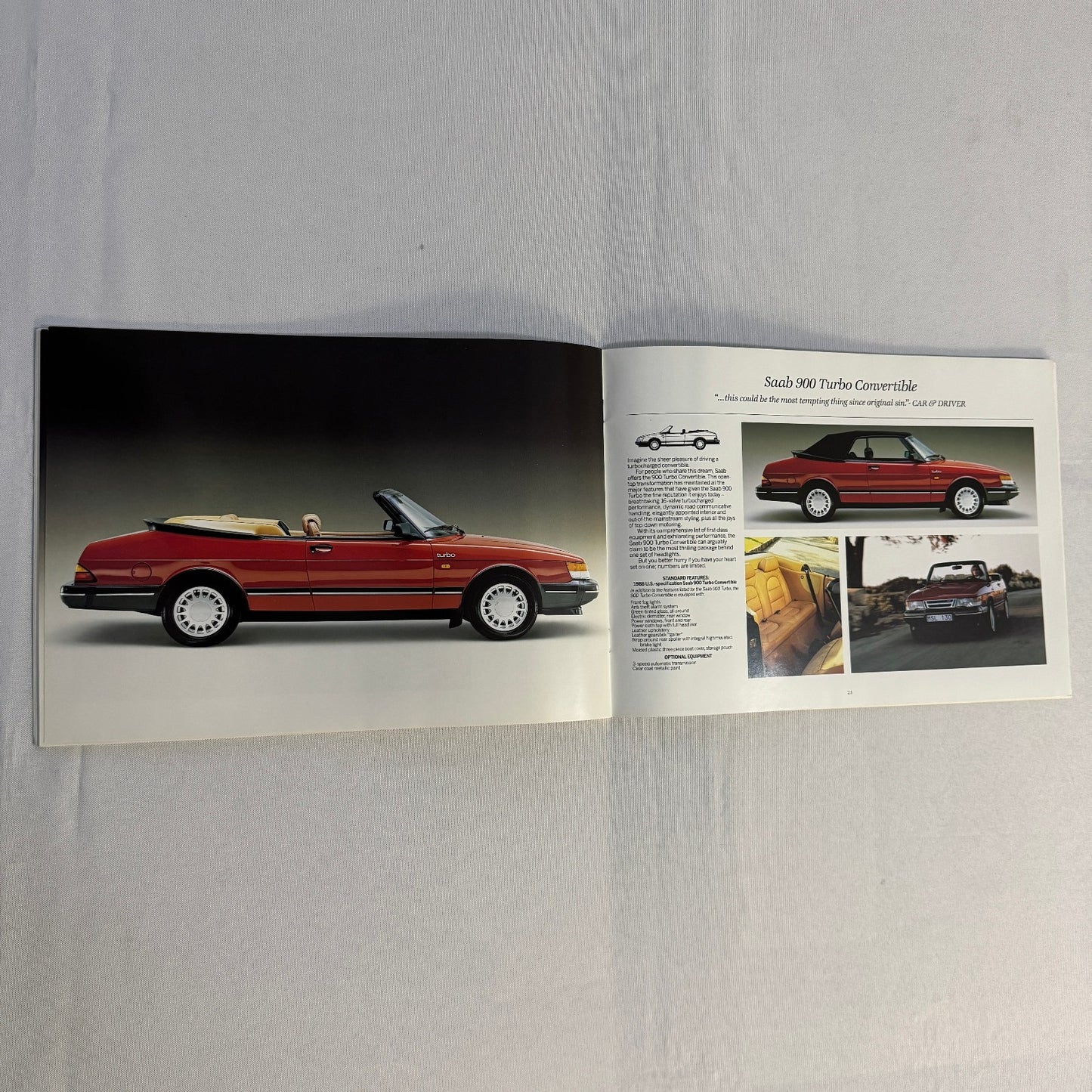 1988 Saab Military Sales Brochure Catalog Saab 900 Turbo 9000 900S Convertible