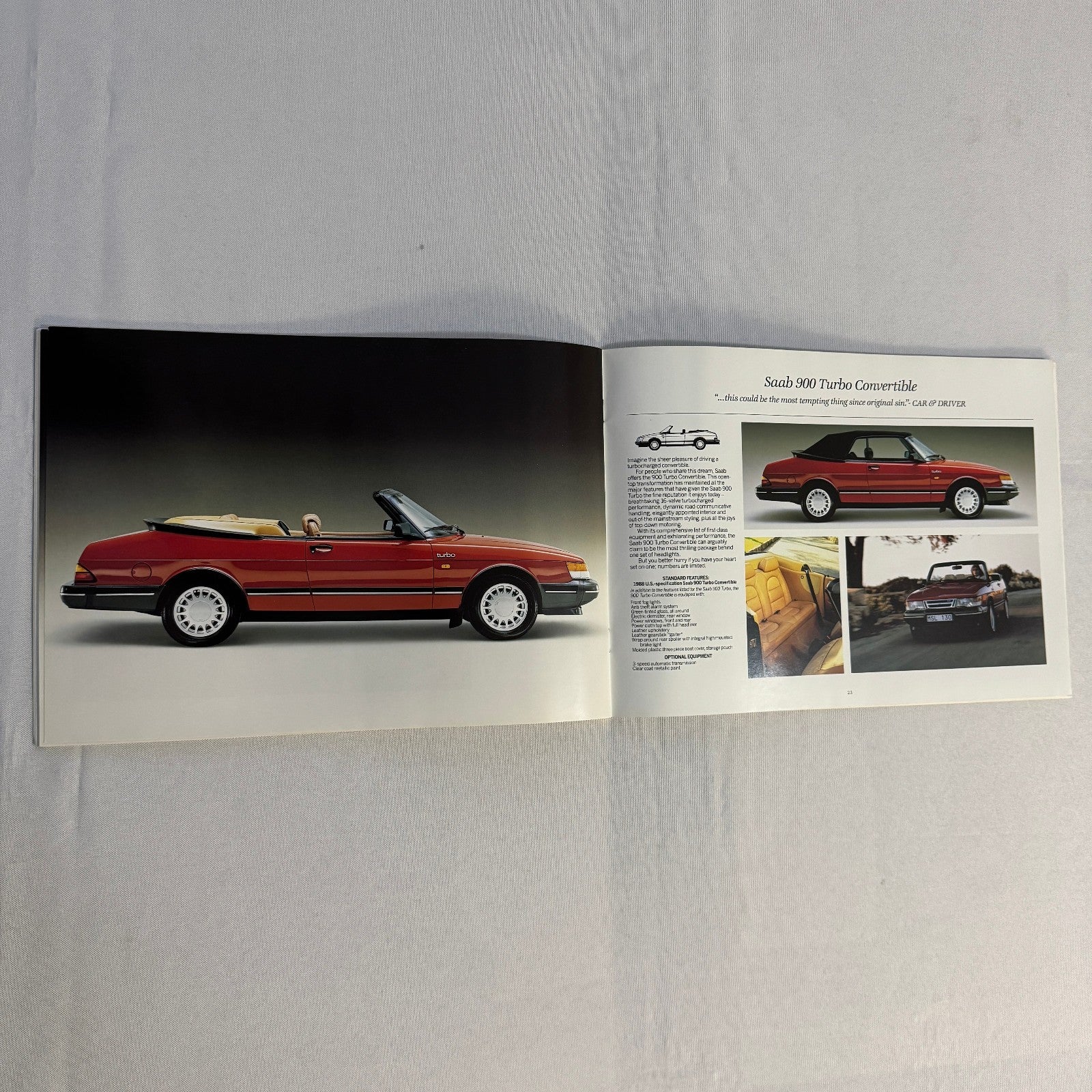 1988 Saab Military Sales Brochure Catalog Saab 900 Turbo 9000 900S Convertible