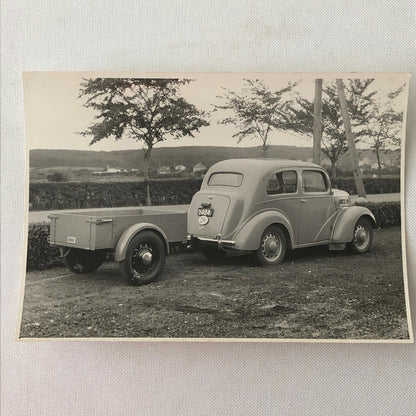 Vintage Ford Anglia Car with Trailer Photo Photograph Lot of 2 - Denmark ?