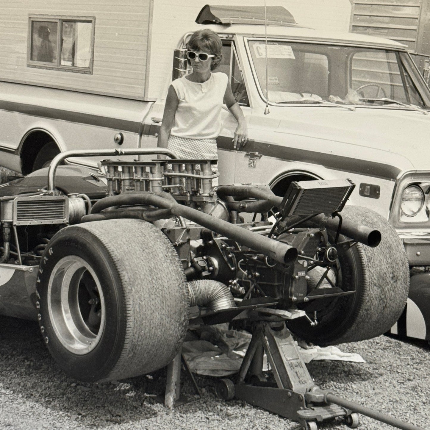 Vintage Racing Photo Photograph McLaren Can Am Car Camper Truck