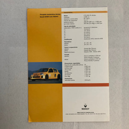 Renault Sport Clio Trophy Racing Car Sales Brochure Catalog Barcelona Spanish
