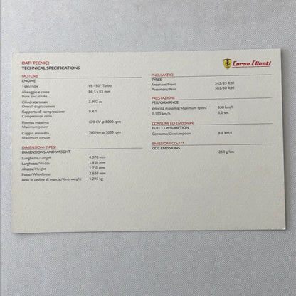 Ferrari Corse Clienti Car Advertising Card Postcard Brochure 