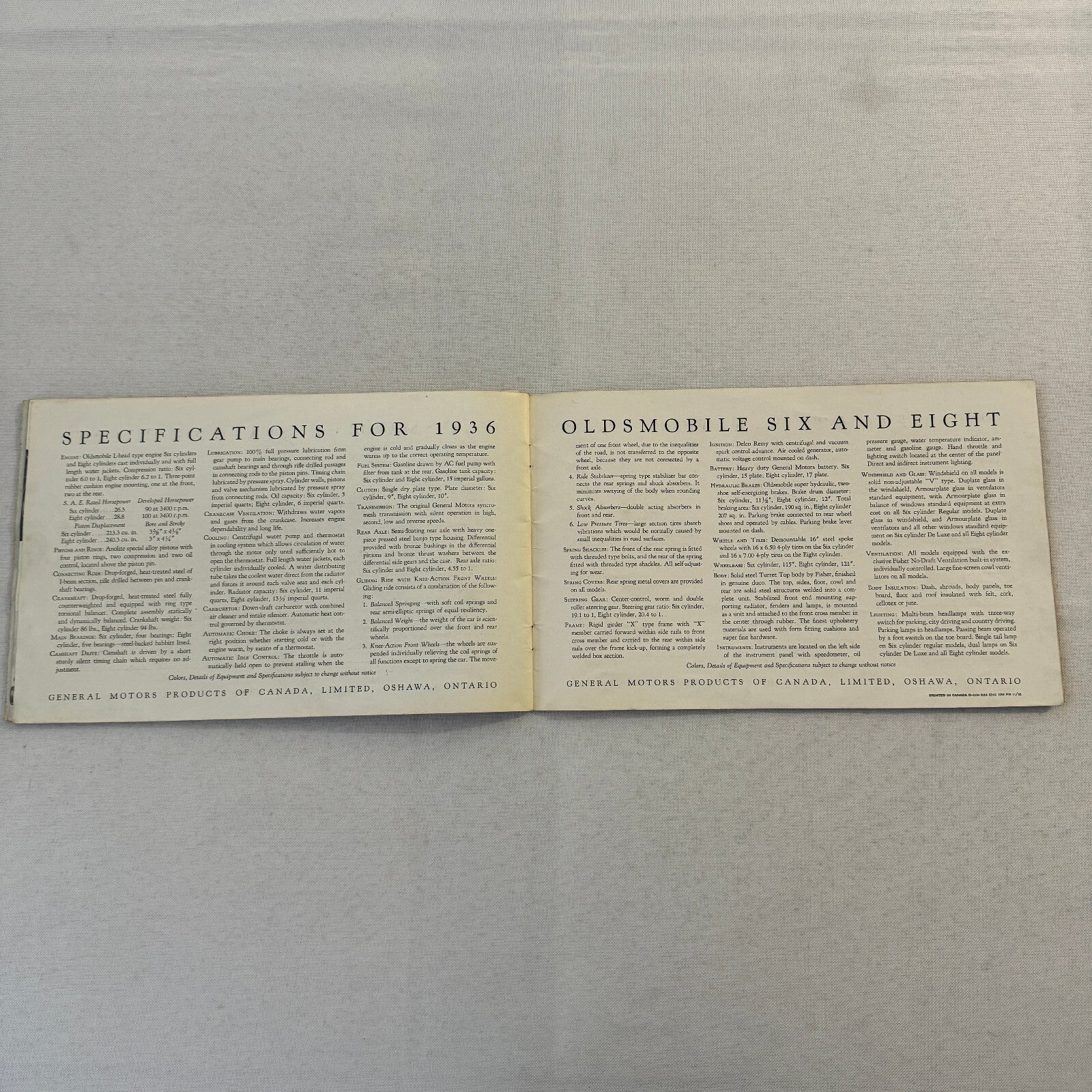 1936 Oldsmobile Six and Eight Sales Brochure Catalog Coupe Sedan Convertible