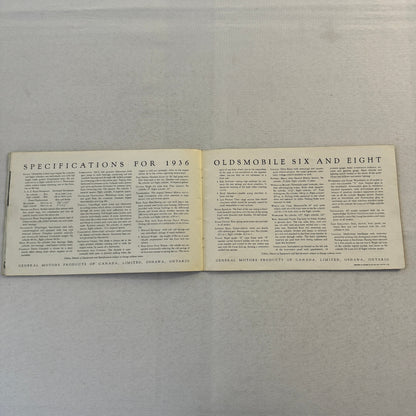1936 Oldsmobile Six and Eight Sales Brochure Catalog Coupe Sedan Convertible