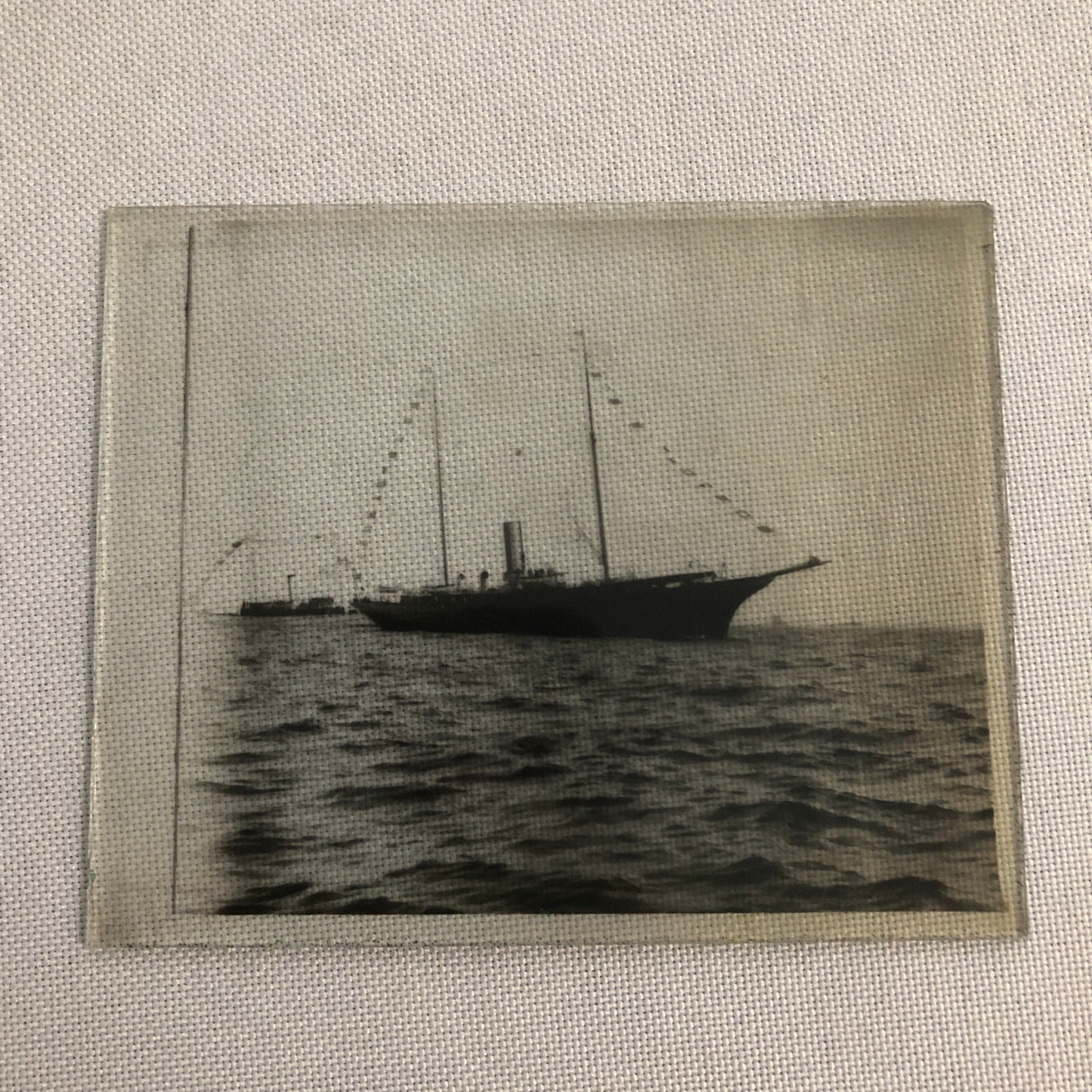 Antique Glass Plate Lantern Slide Image Photo Boat Ship