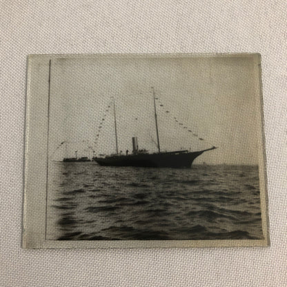 Antique Glass Plate Lantern Slide Image Photo Boat Ship