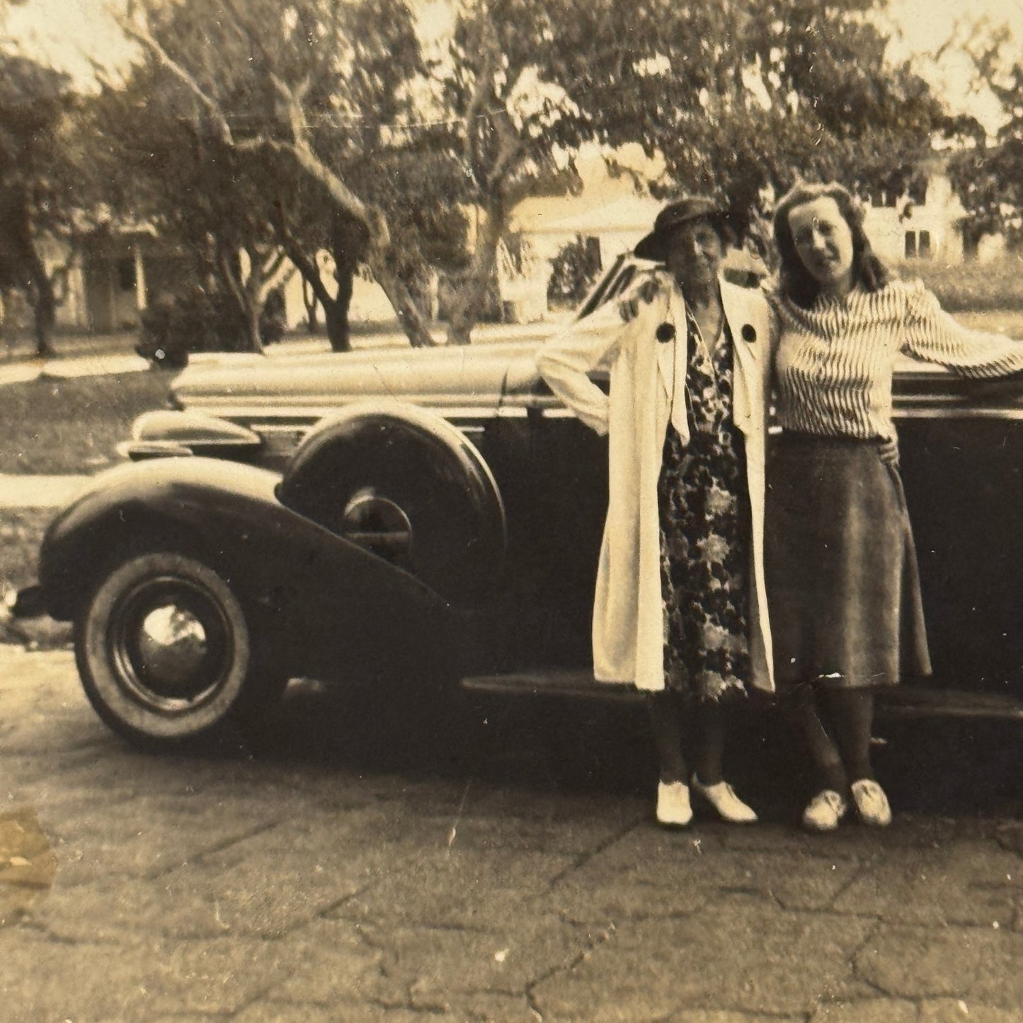 Vintage Photograph Photo Print Women with Car Automobile