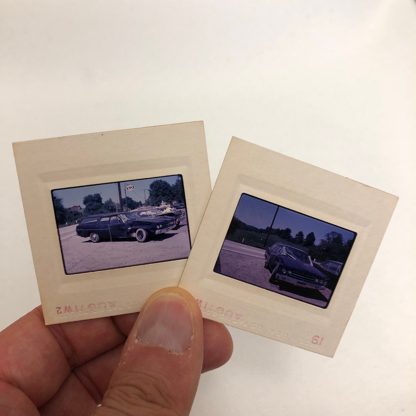 35MM Slide Photo Wrecked Car Automobile Car Accident Crash Ford Station Wagon 