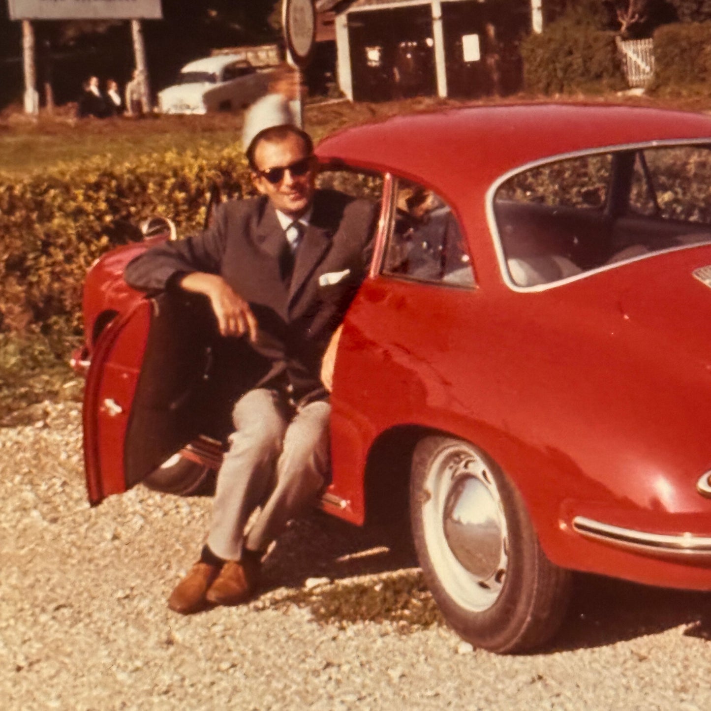 Vintage Photo Photograph Snapshot Porsche 356 Car Man