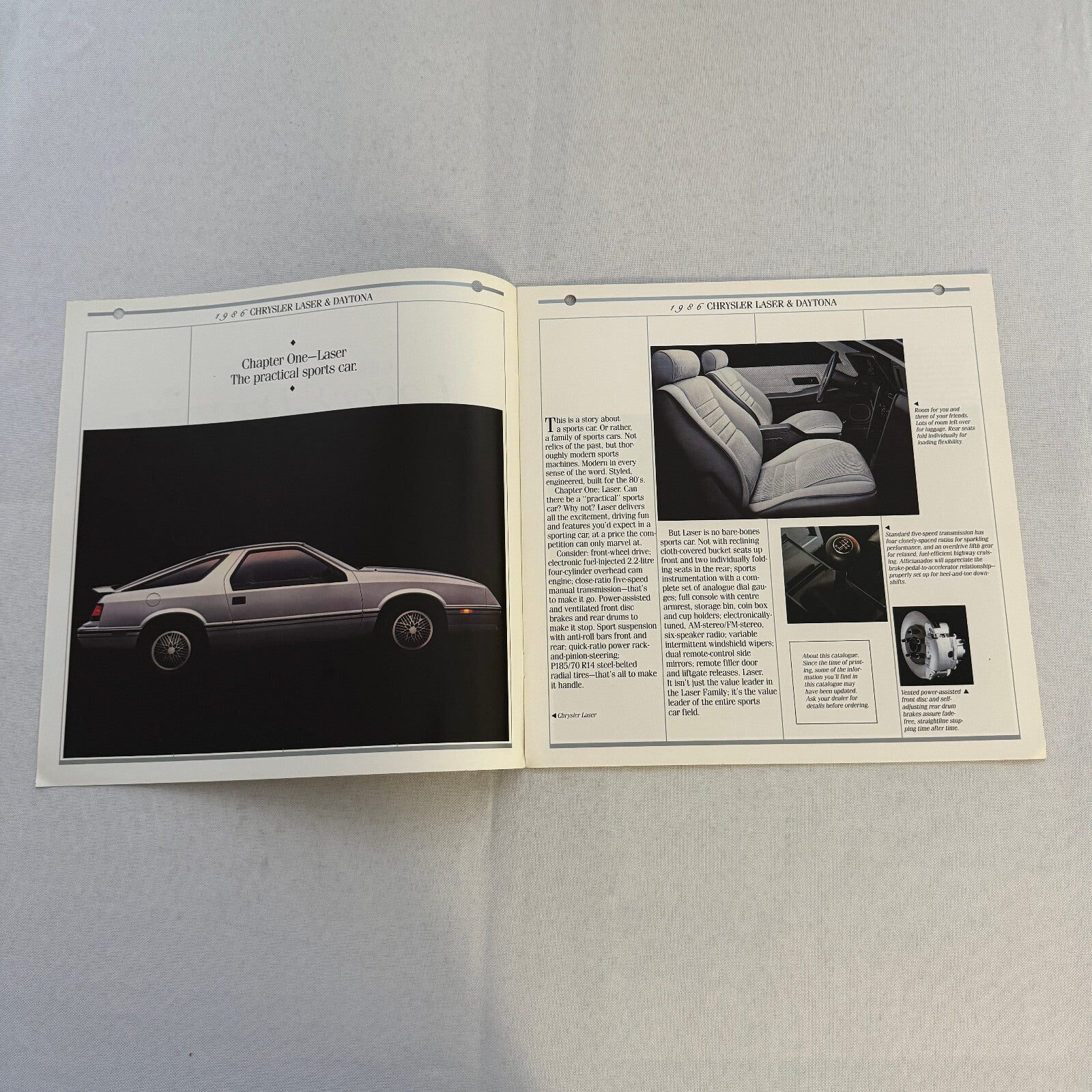 1986 Chrysler Laser and Daytona Sales Brochure Catalog Laser XE XT Turbo Z