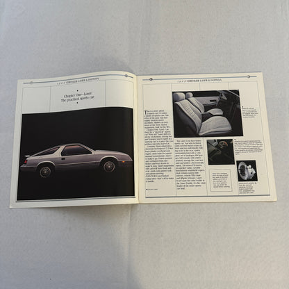 1986 Chrysler Laser and Daytona Sales Brochure Catalog Laser XE XT Turbo Z