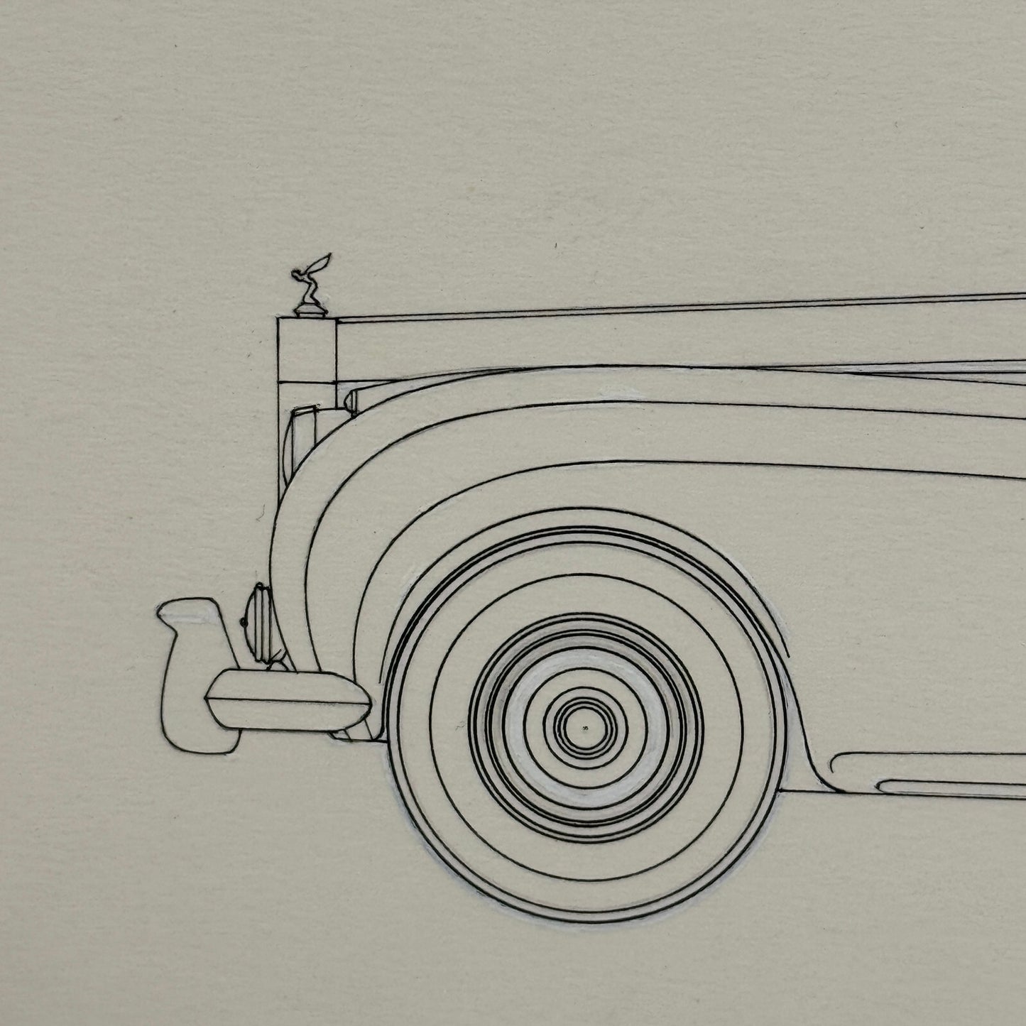 Rolls Royce Silver Cloud Convertible Car Illustration Art Drawing Hand Drawn