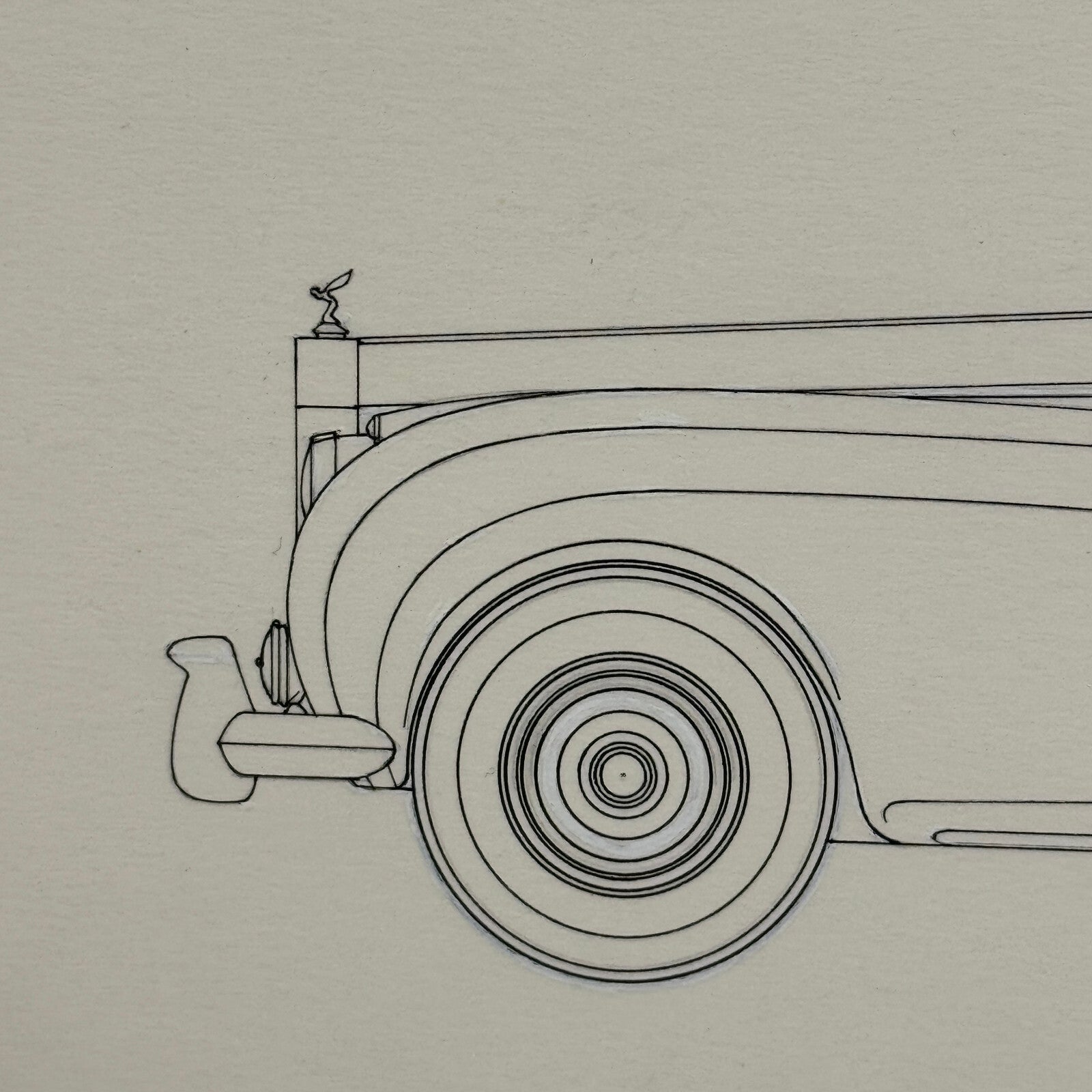 Rolls Royce Silver Cloud Convertible Car Illustration Art Drawing Hand Drawn