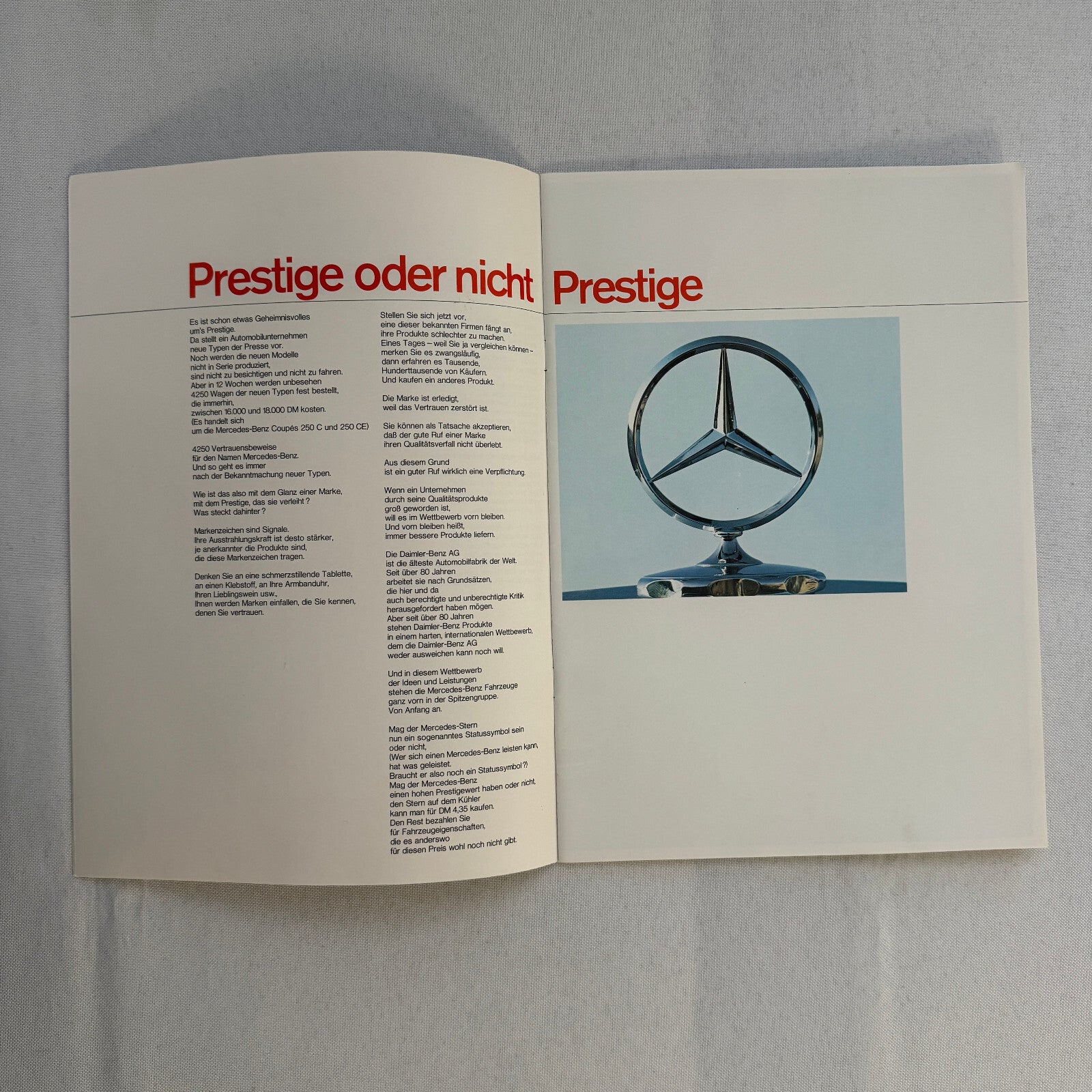 Vintage Mercedes Benz Sales Brochure Catalog 280 SL 300 SEL 600 230 250 GERMAN
