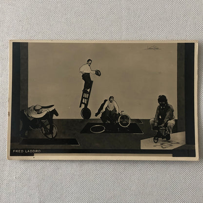 Circus Bicycle Unicycle Act Performer Postcard Post Card Fred Laddro Vintage