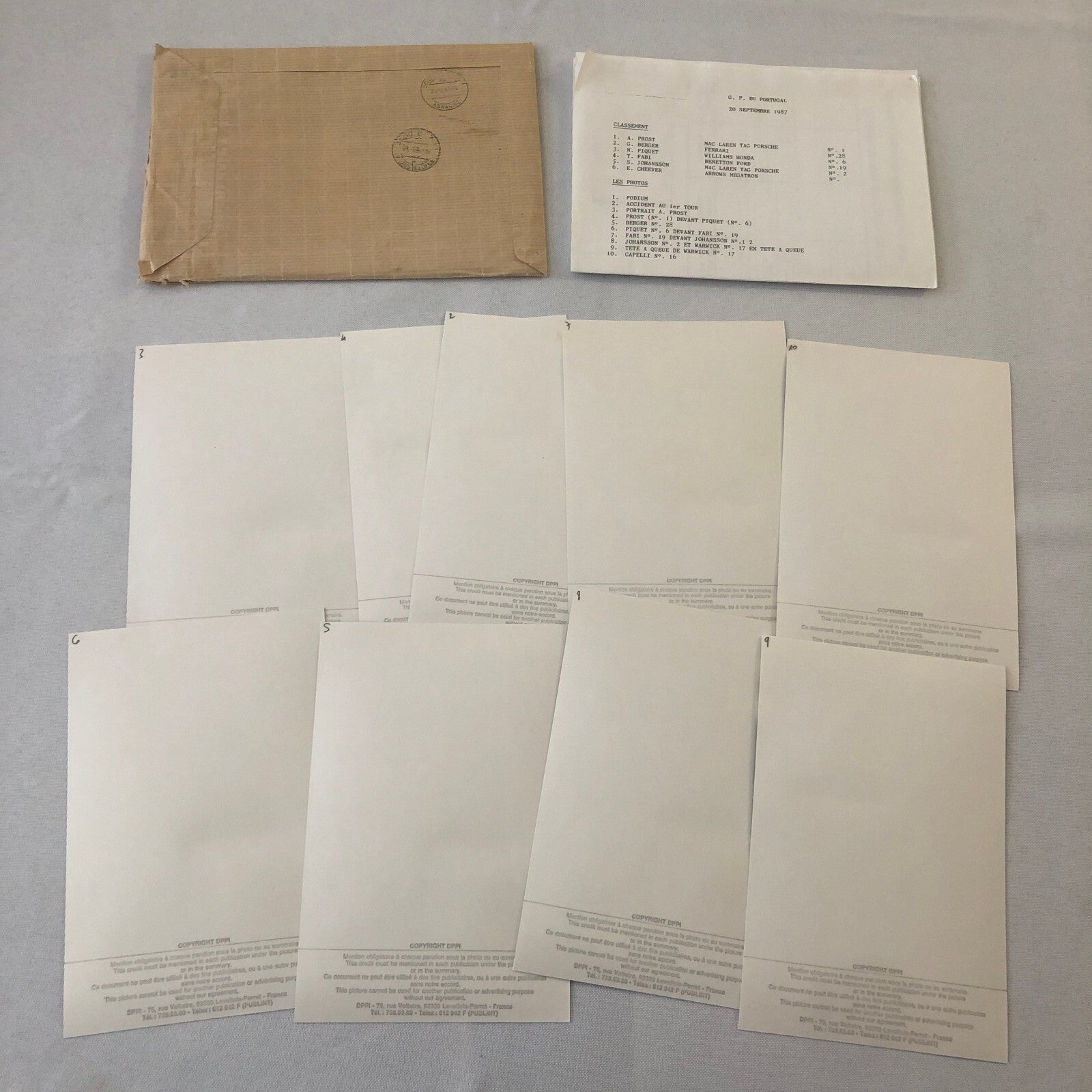 1987 Portugal Grand Prix Formula One Racing Photo Lot of 9 F1 Car Driver