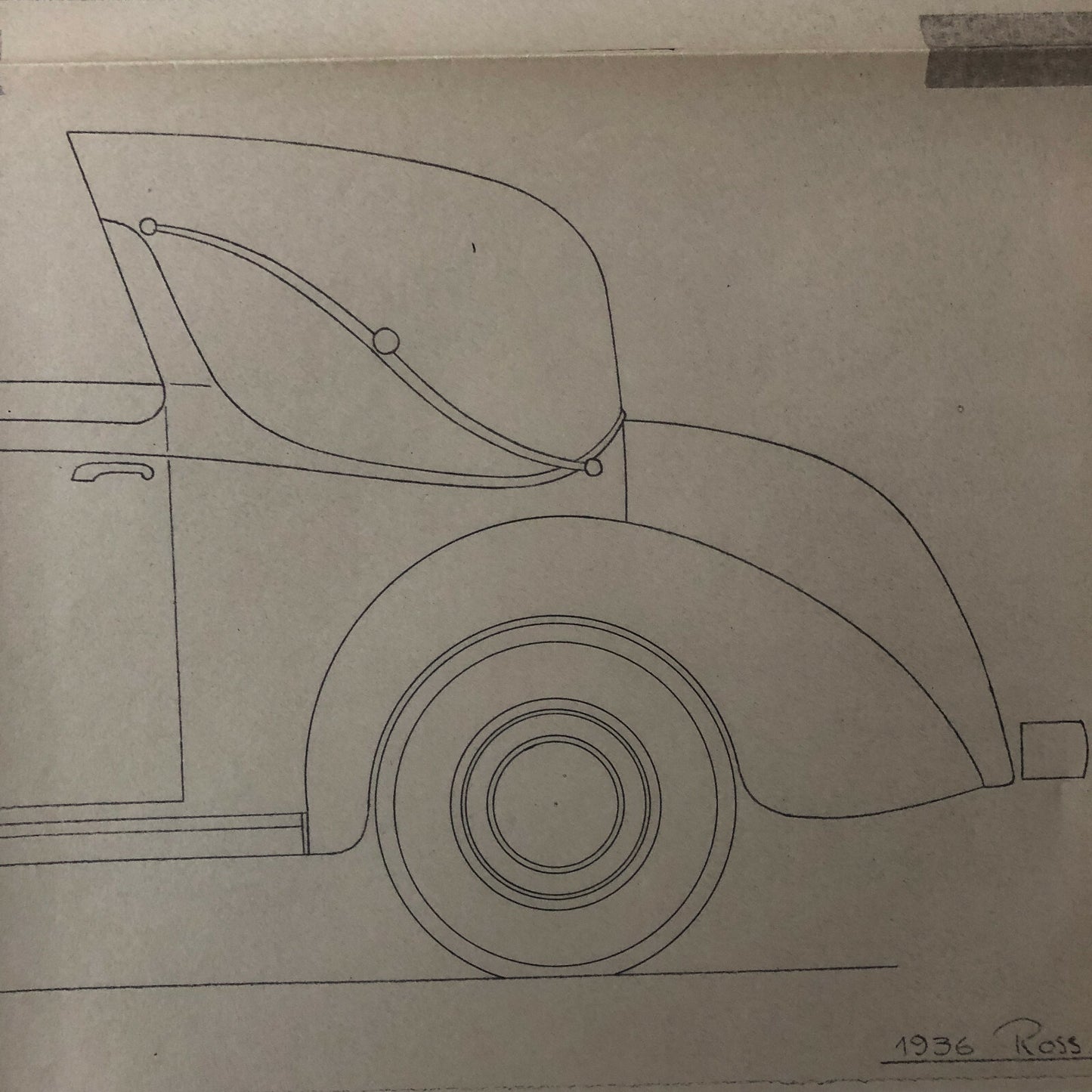 1936 Coachbuilder Car Design Blueprint Rendering Blue Print Coupe Cabriolet 