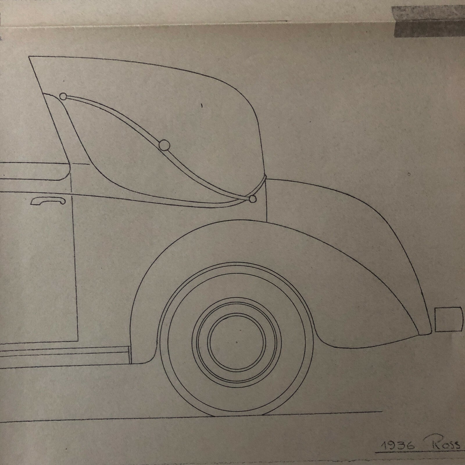 1936 Coachbuilder Car Design Blueprint Rendering Blue Print Coupe Cabriolet 