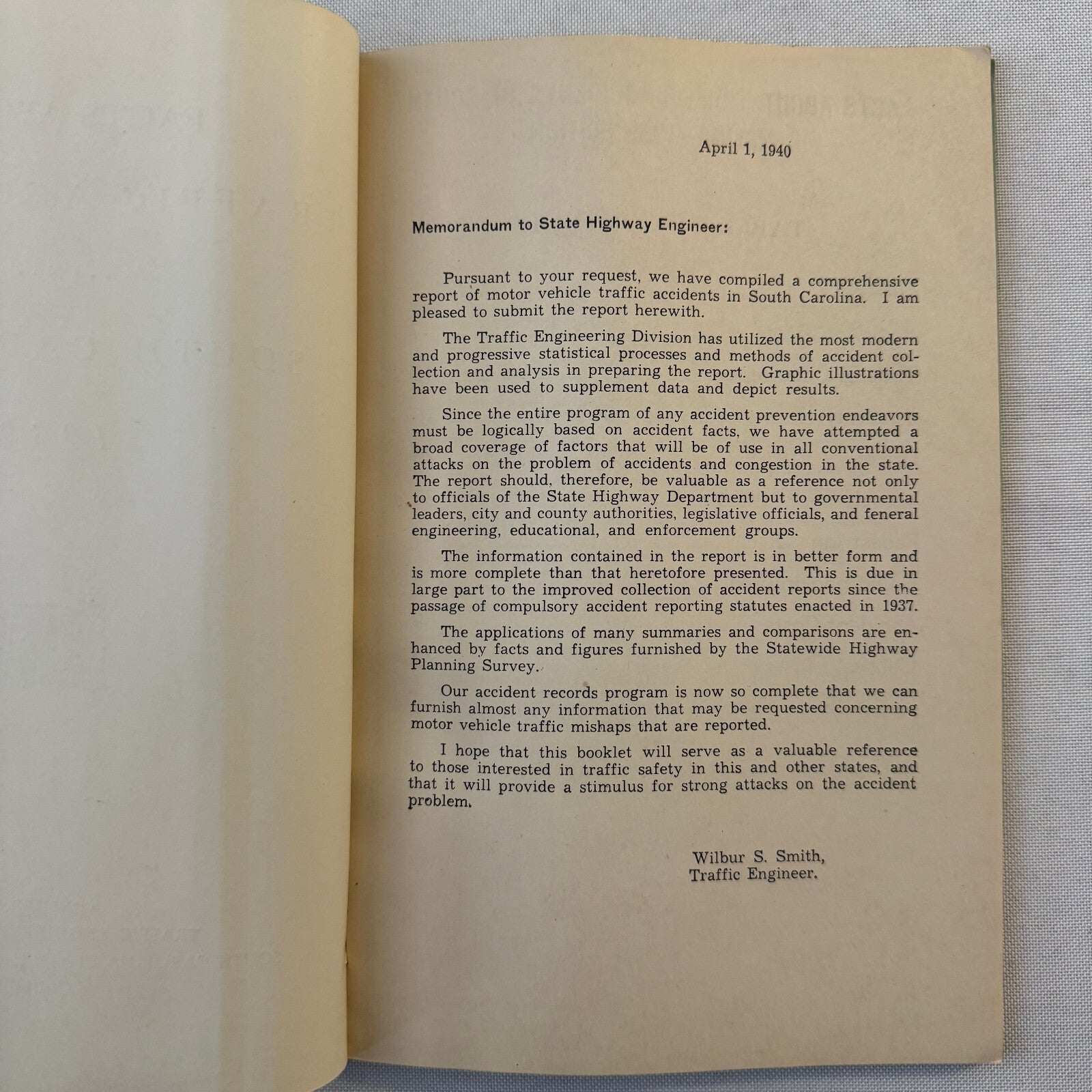 1939 South Carolina Facts about Traffic Accidents Car Automobile Report Book