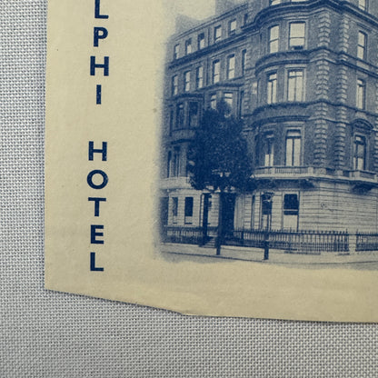 Vintage Hotel Travel Label Adelphi Hotel London UK