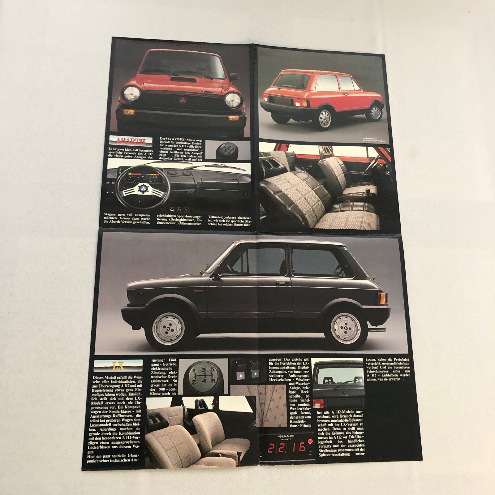 Lancia A112 Car Sales Brochure Catalog Vintage GERMAN Lancia A 112 Abarth