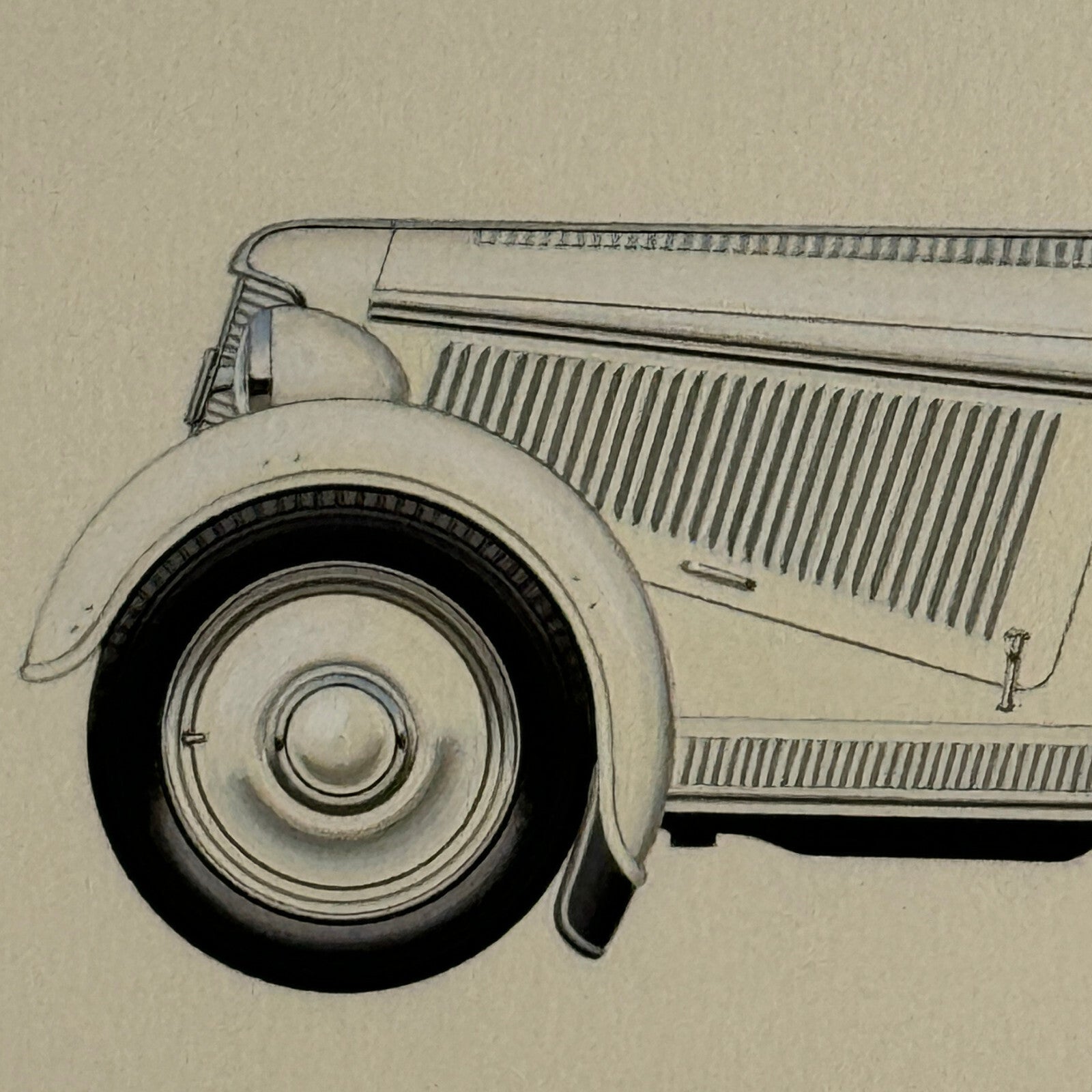 1935 Adler Trumpf Junior Sport Car Illustration Art Drawing Hand Drawn Vintage