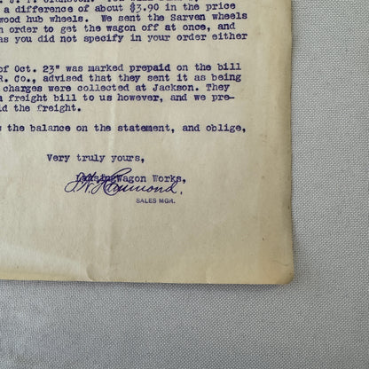 Lansing Wagon Works Wagons Carriages Vintage Document Letterhead Letter 1907