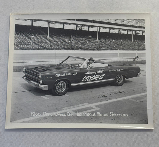 Vintage Indy 500 Racing Photo 1966 Mercury Comet Cyclone GT Pace Car Photograph