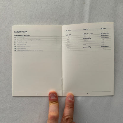1990 Lancia Delta Price List GERMAN European Market Lancia Delta Integrale