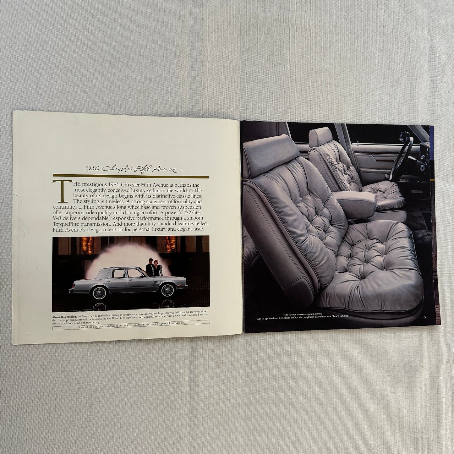 1986 Chrysler Fifth Avenue Car Sales Brochure Catalog Advertising