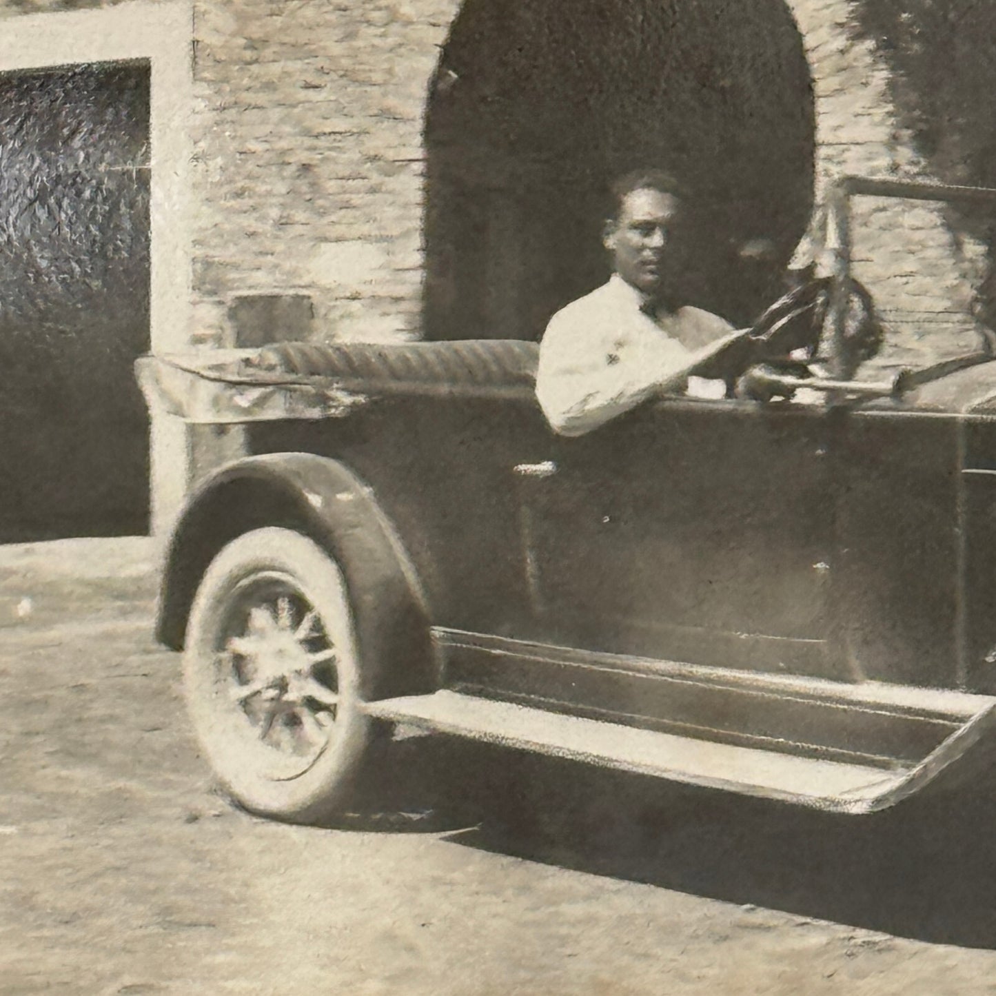 Vintage Photograph Photo Antique Man in Early Automobile Car