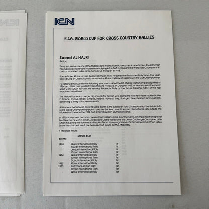 Rothmans Mitsubishi Pajero Rally Rallye Racing Press Kit 1993 FIA Cross Country