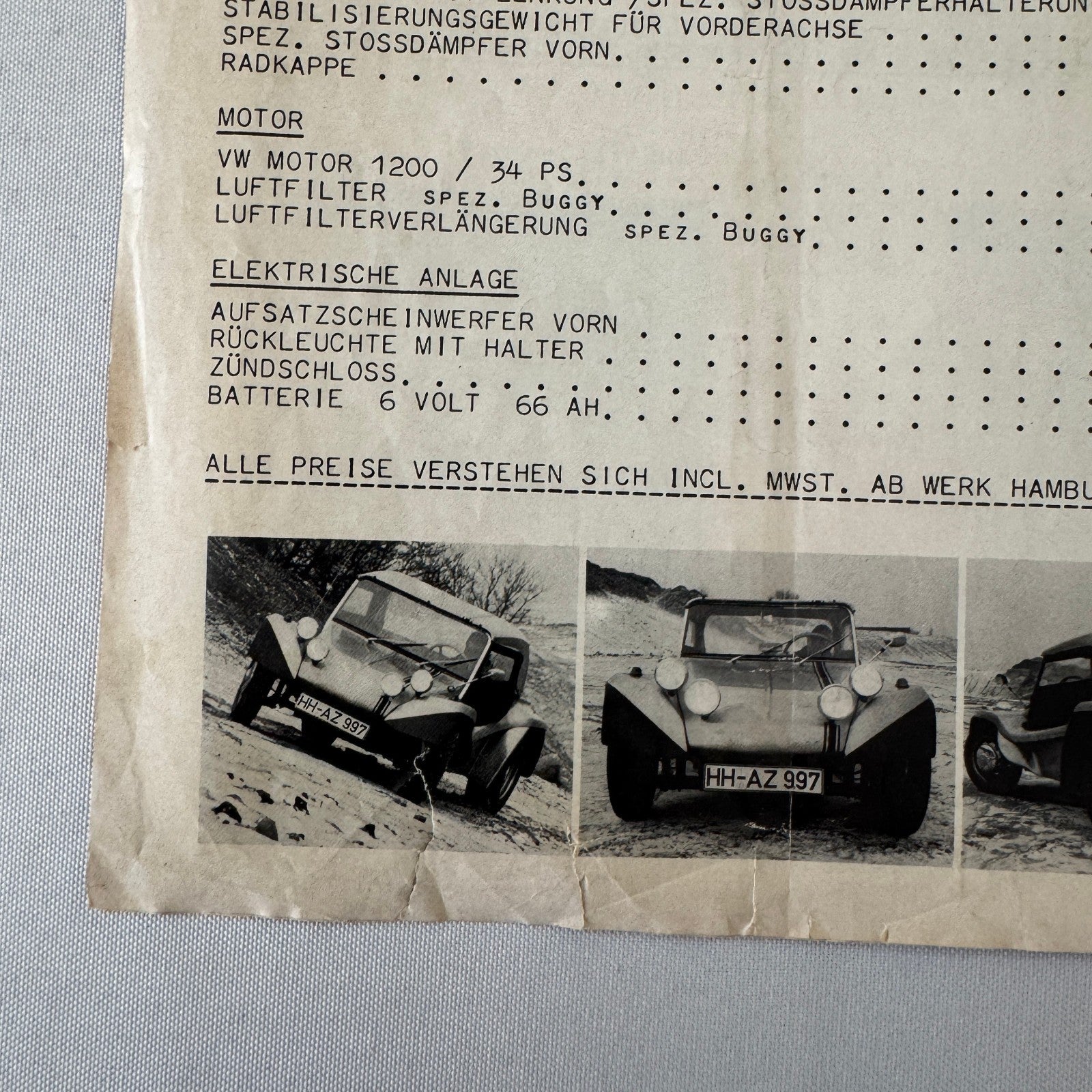 Haz Buggy Dune Buggy Vintage Brochure Flyer Advertisement Ephemera Car GERMAN