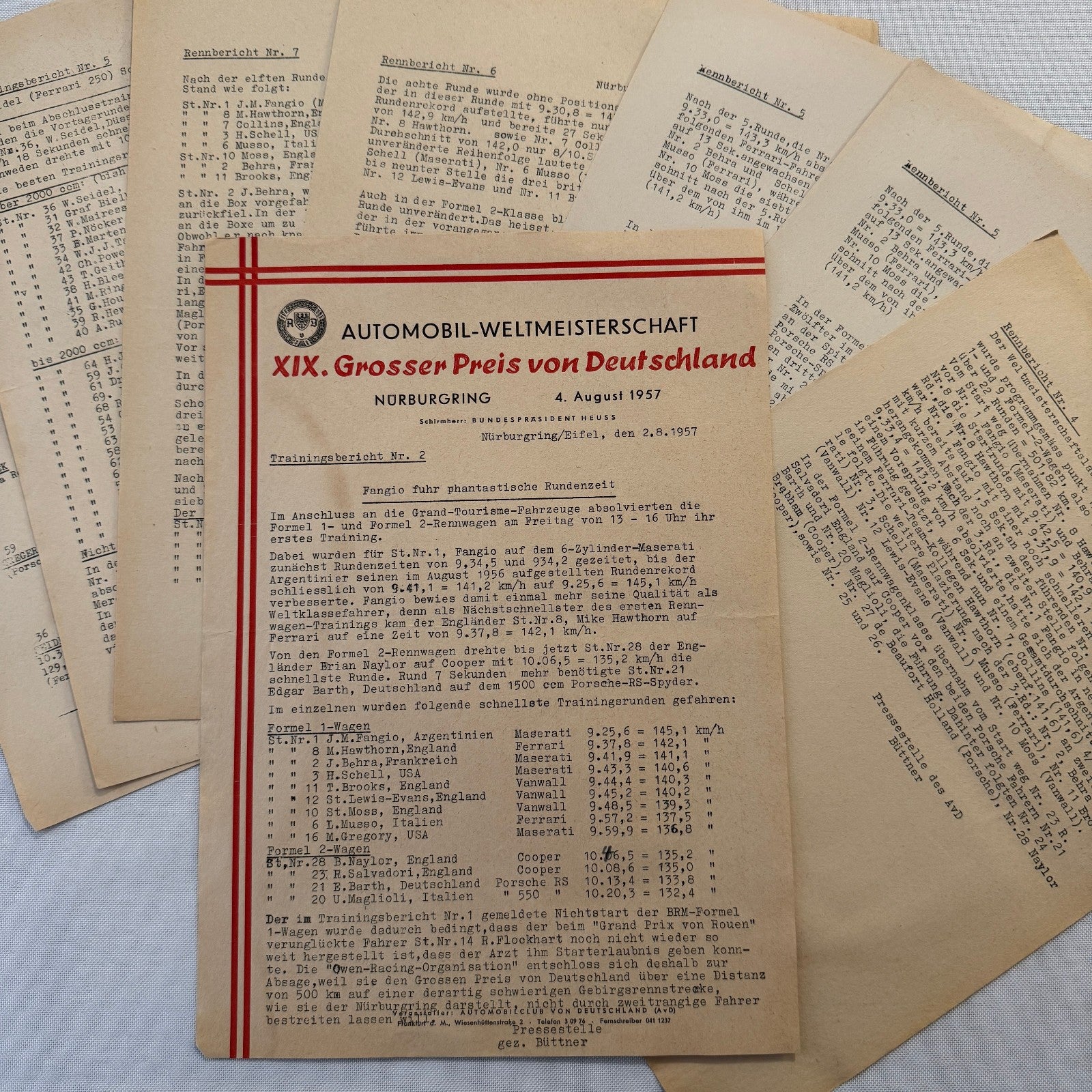 1951 AVD European Grand Prix at Nurburgring Racing Race Document Lot 11x