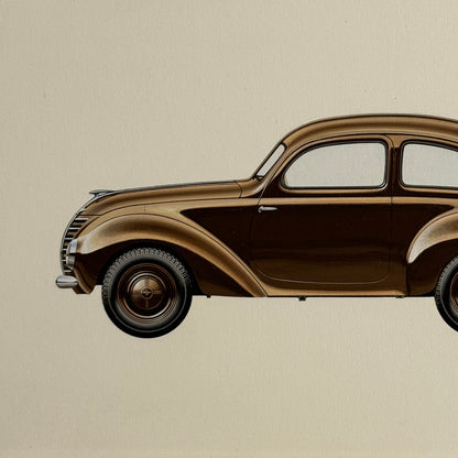 1939 Hanomag Car Illustration Art Drawing Hand Drawn Vintage