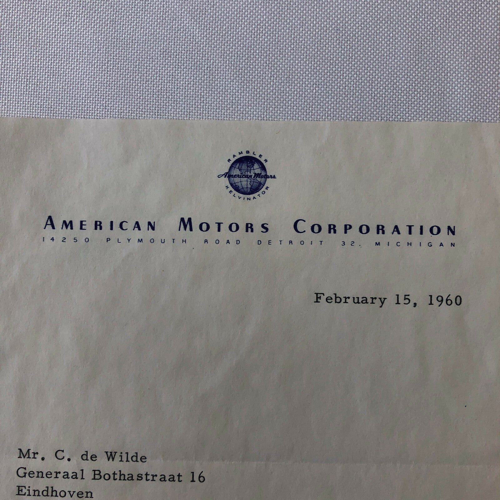 1960 - 1961 American Motors Corporation Car Letter Letterhead George Romney 