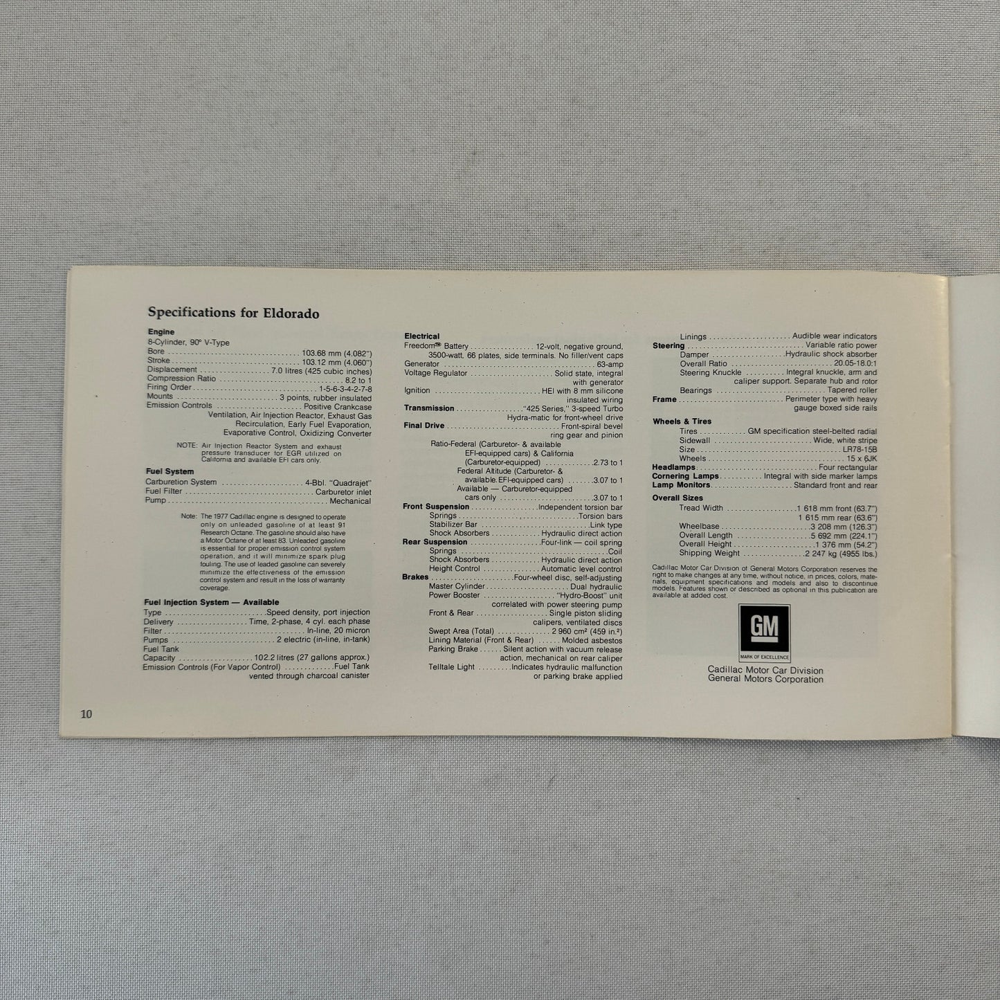 1977 Cadillac Eldorado Car Sales Brochure Catalog Eldorado Custom Biarritz