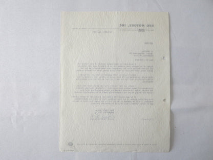 1956 REO Motors inc Letter Letterhead Document REO Truck Bus +