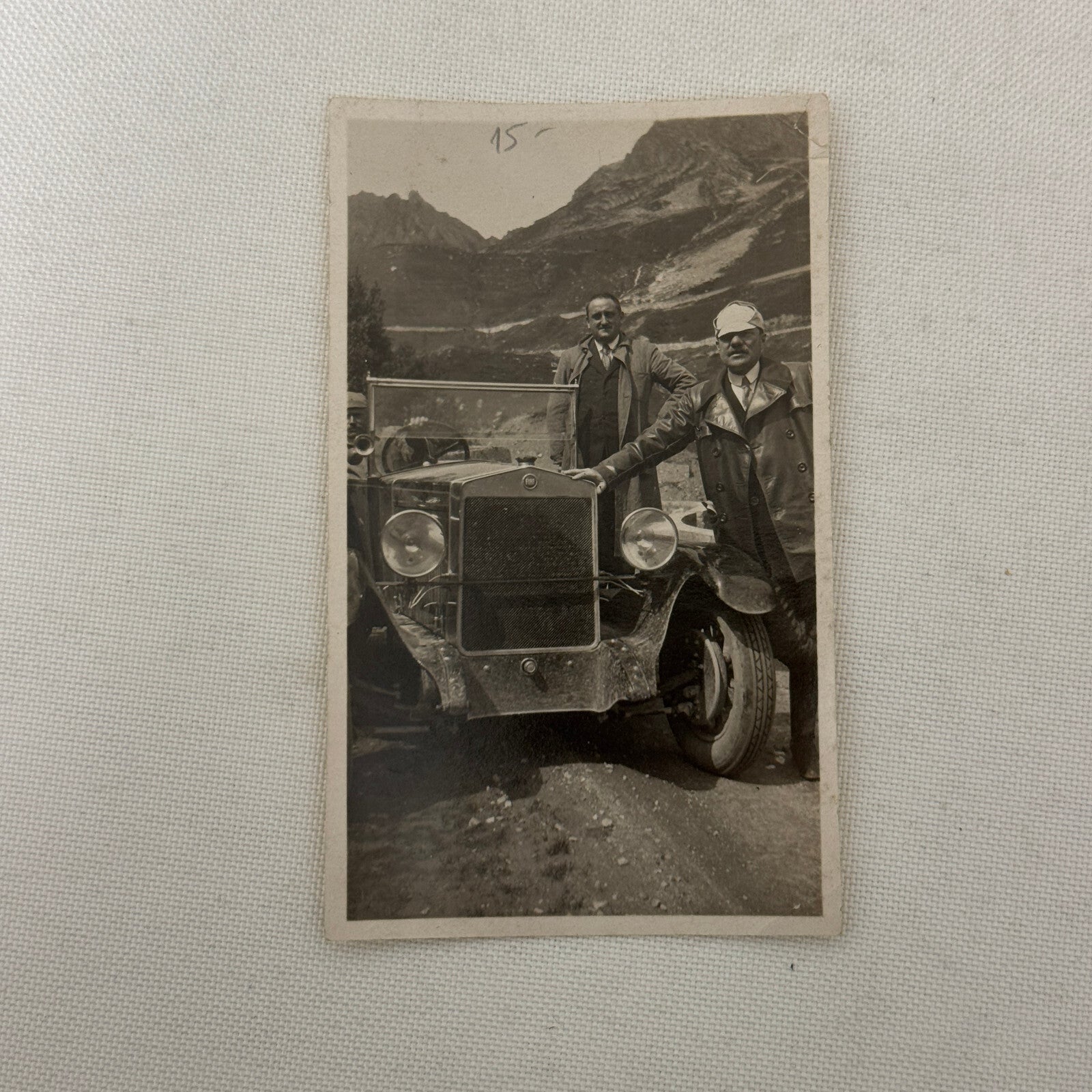 Vintage Photo Photograph Print Men with Early Automobile Antique