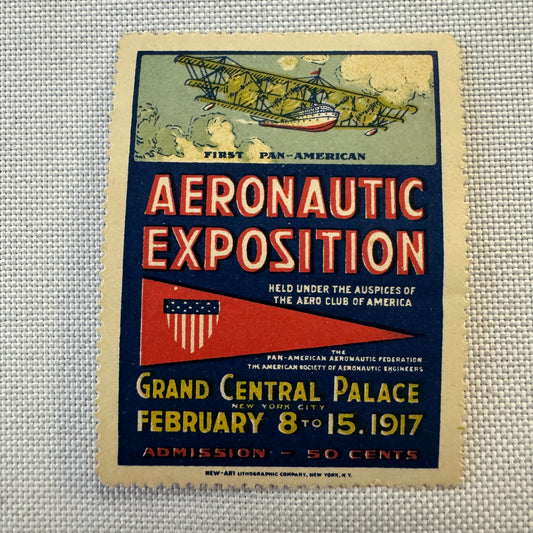 Aeronautic Exposition Aero Club of America 1917 Vintage Stamp Aircraft Aviation