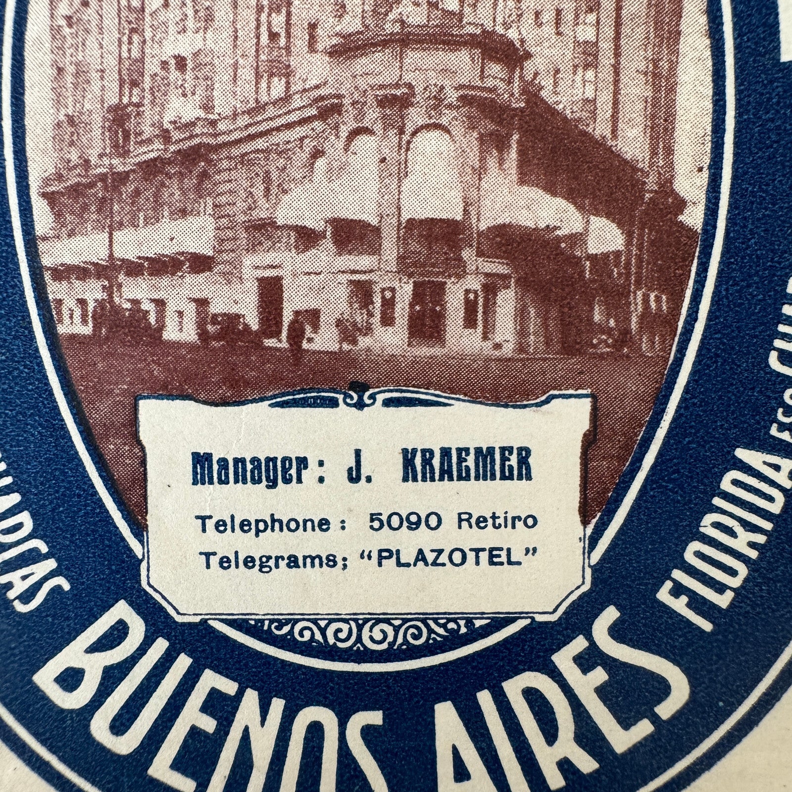 Vintage Hotel Travel Luggage Label Plaza Hotel Buenos Aires Argentina