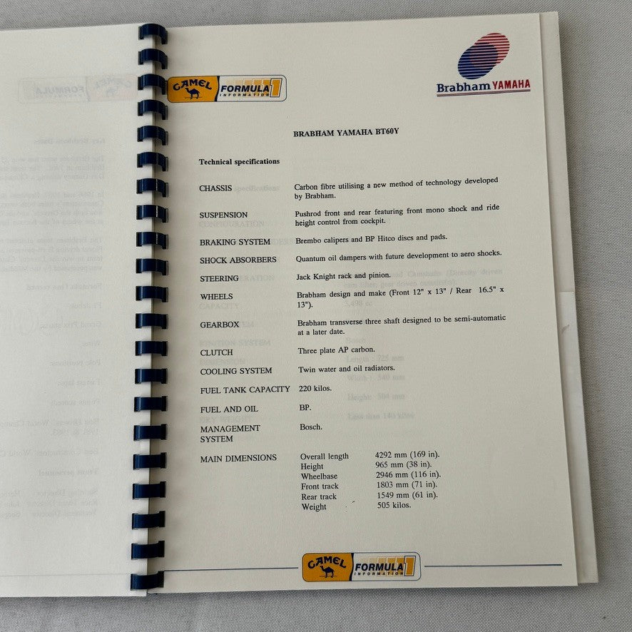 Camel Formula One Racing Press Kit Brochure Nelson Piquet Nigel Mansell 1991