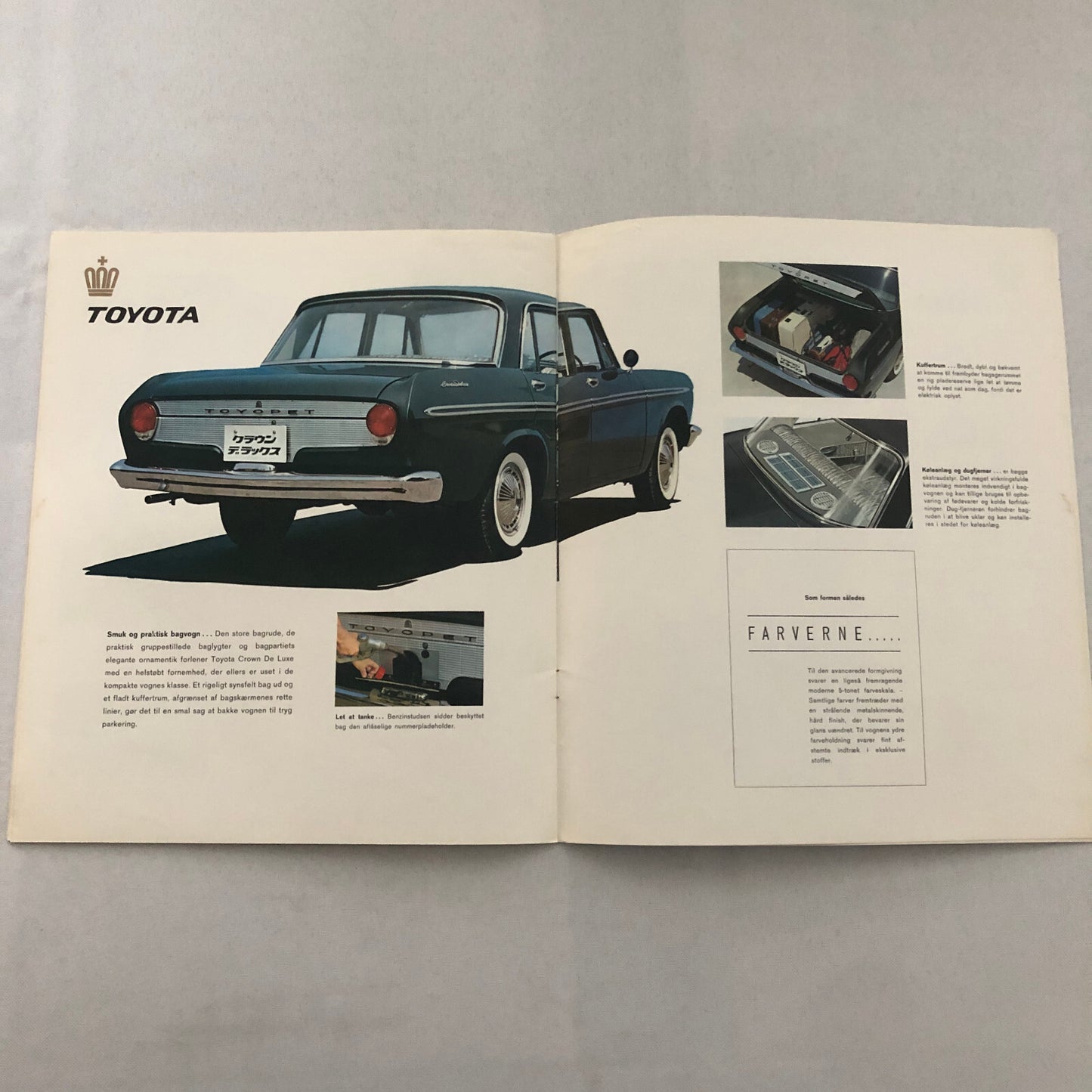 Vintage Toyota Crown Deluxe Car Sales Brochure Catalog DANISH TEXT